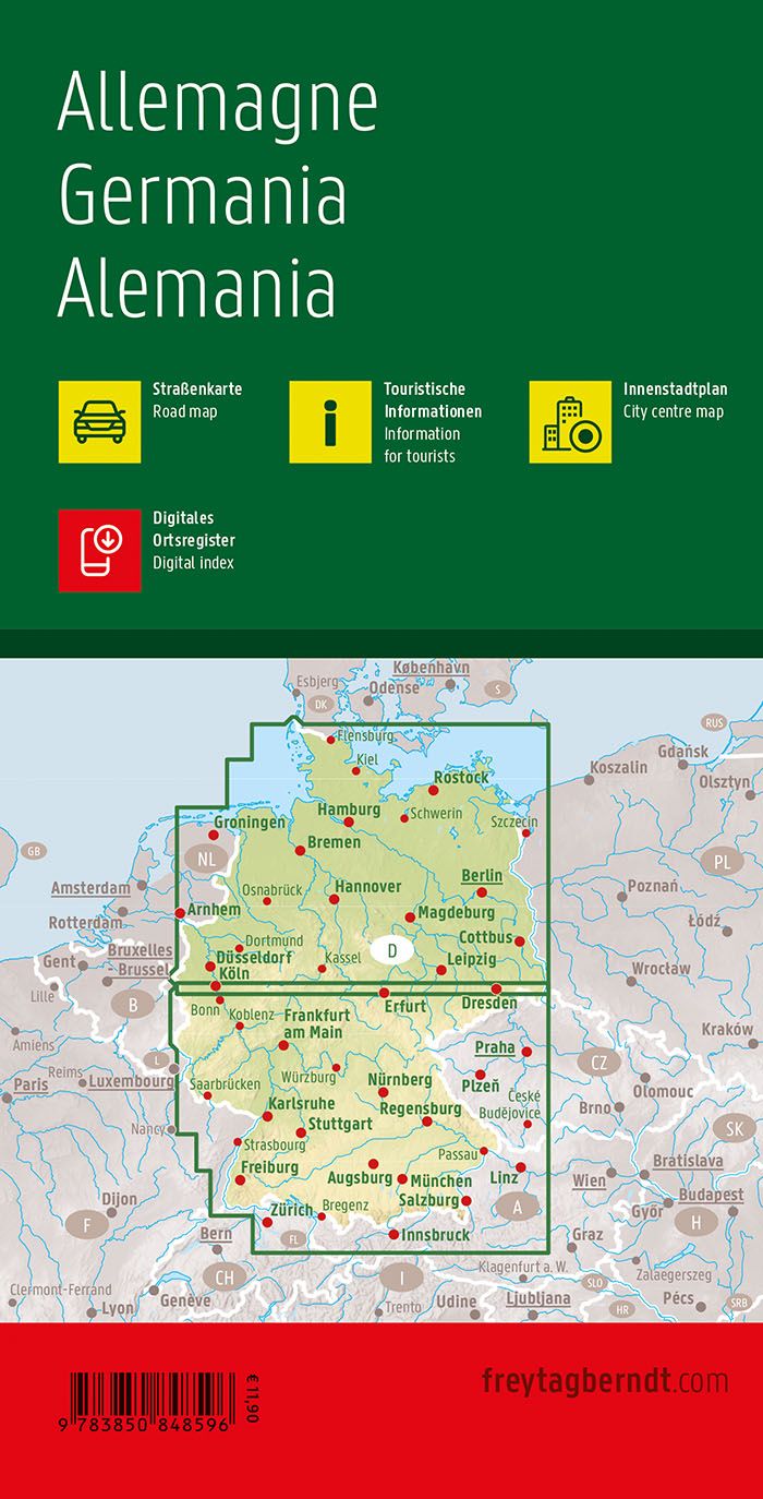 Carte routière - Allemagne au 1 /500 000 | Freytag & Berndt carte pliée Freytag & Berndt 