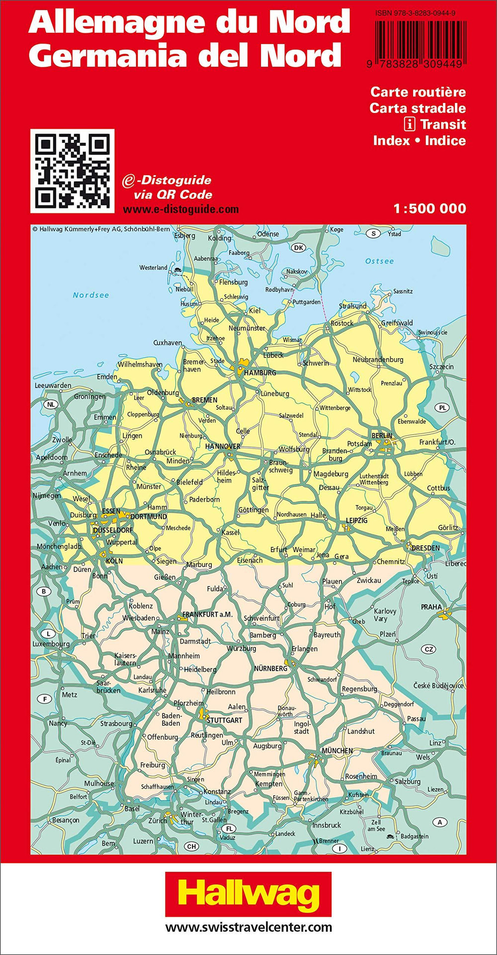 Carte routière - Allemagne du Nord | Hallwag carte pliée Hallwag 