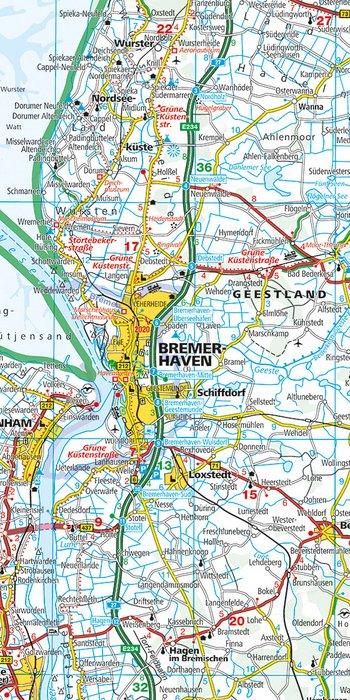 Carte routière - Allemagne n° 1 : Côte Mer du Nord, Brême, Hambourg | Kümmerly & Frey carte pliée Kümmerly & Frey 