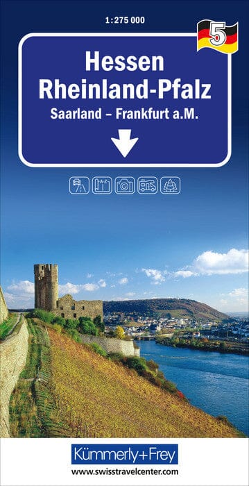 Carte routière - Allemagne n° 5 : Rhénanie-Palatinat, Sarre, Hesse, Francfort | Kümmerly & Frey carte pliée Kümmerly & Frey 