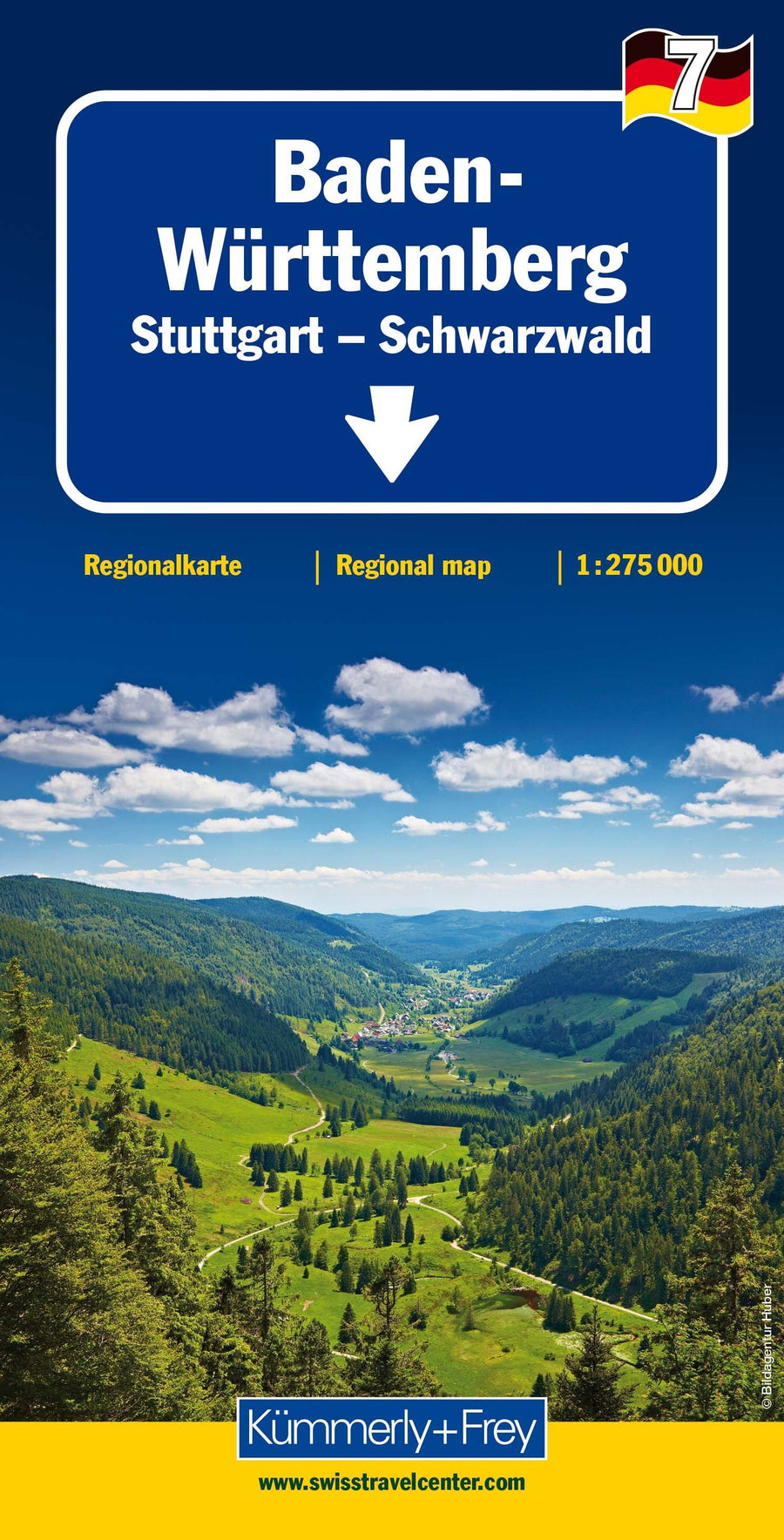 Carte routière - Allemagne n° 7 : Bade-Wurtemberg, Stuttgart, Forêt Noire | Kümmerly & Frey carte pliée Kümmerly & Frey 