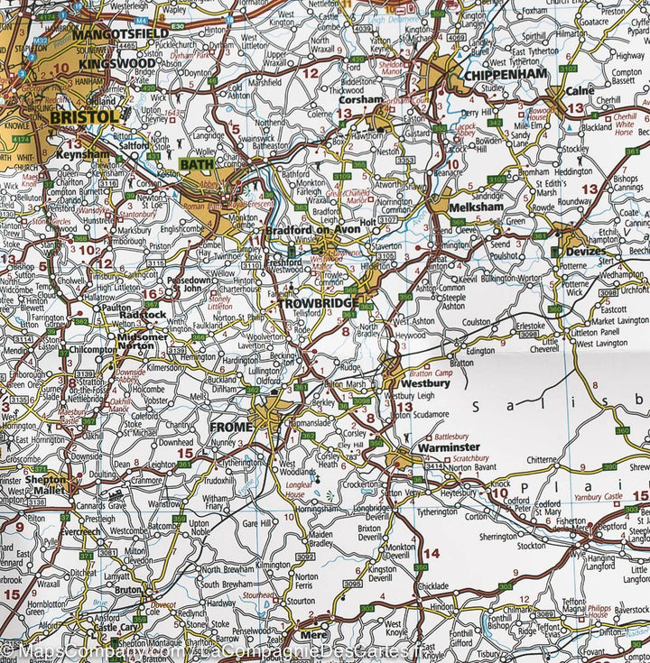 Carte routière - Angleterre Sud-Ouest (Liverpool-Cardiff-Cornouailles) | Kümmerly & Frey carte pliée Kümmerly & Frey 