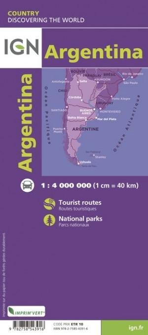 Carte routière de l'Argentine | IGN - La Compagnie des Cartes