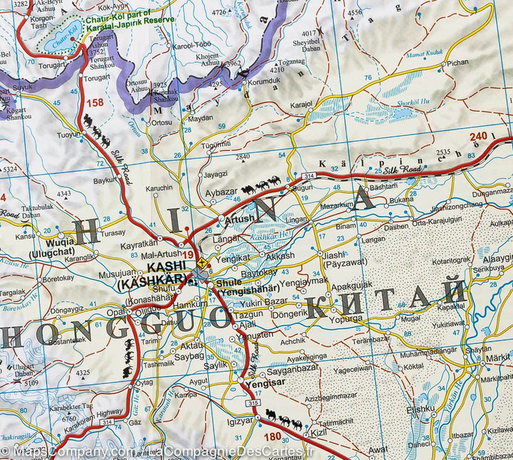 Carte routière &#8211; Asie Centrale | Gizi Map - La Compagnie des Cartes