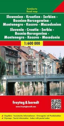 Carte routière - Balkans : Slovénie, Croatie, Serbie, Bosnie, Macédoine, Kosovo, Monténégro | Freytag & Berndt carte pliée Freytag & Berndt 