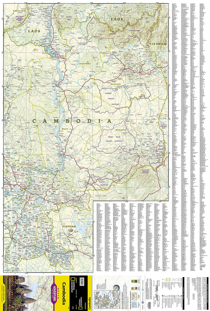 Carte routière - Cambodge | National Geographic carte pliée National Geographic 