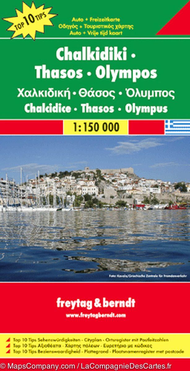 Carte routière - Chalcidique, Thassos & Mont Olympe (Grèce) | Freytag & Berndt carte pliée Freytag & Berndt 