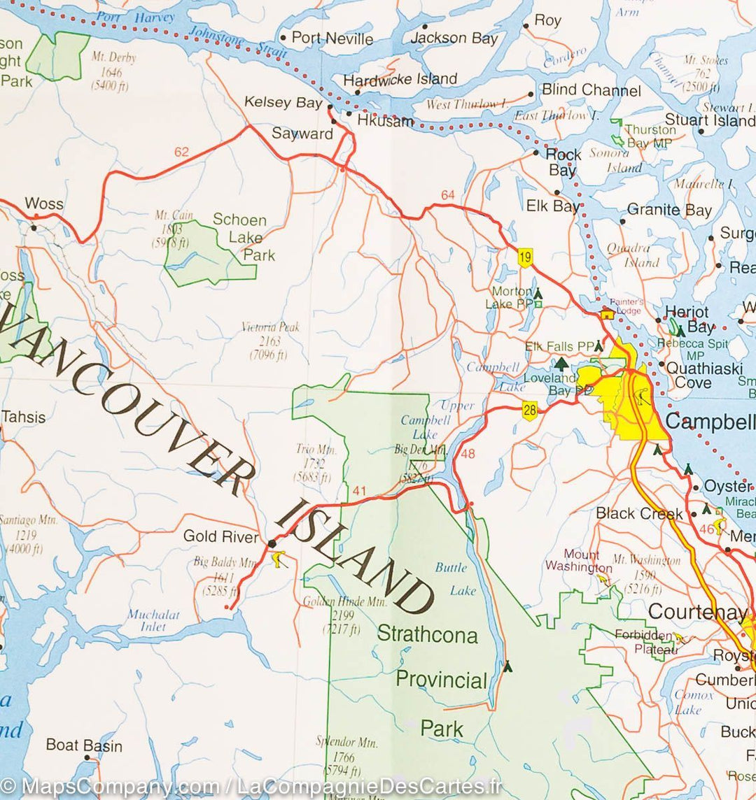 Carte routière - Colombie Britannique Sud-Ouest & Etat de Washington Nord | Gem Trek carte pliée Gem Trek Publishing 