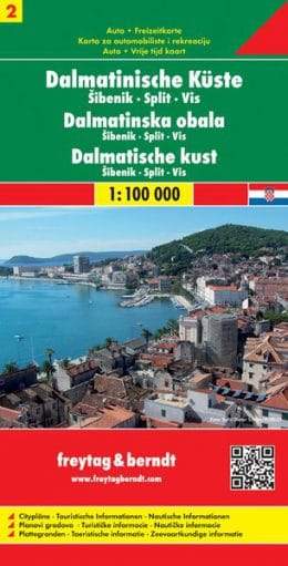 Carte routière - Côte de Dalmatie n° 2 (Sibenik, Split, Vis) | Freytag & Berndt carte pliée Freytag & Berndt 