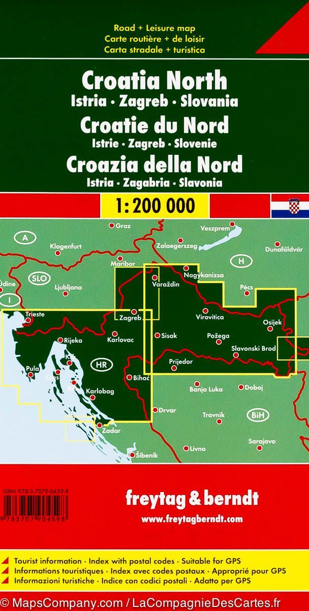 Carte routière - Croatie Nord & Istrie | Freytag & Berndt carte pliée Freytag & Berndt 