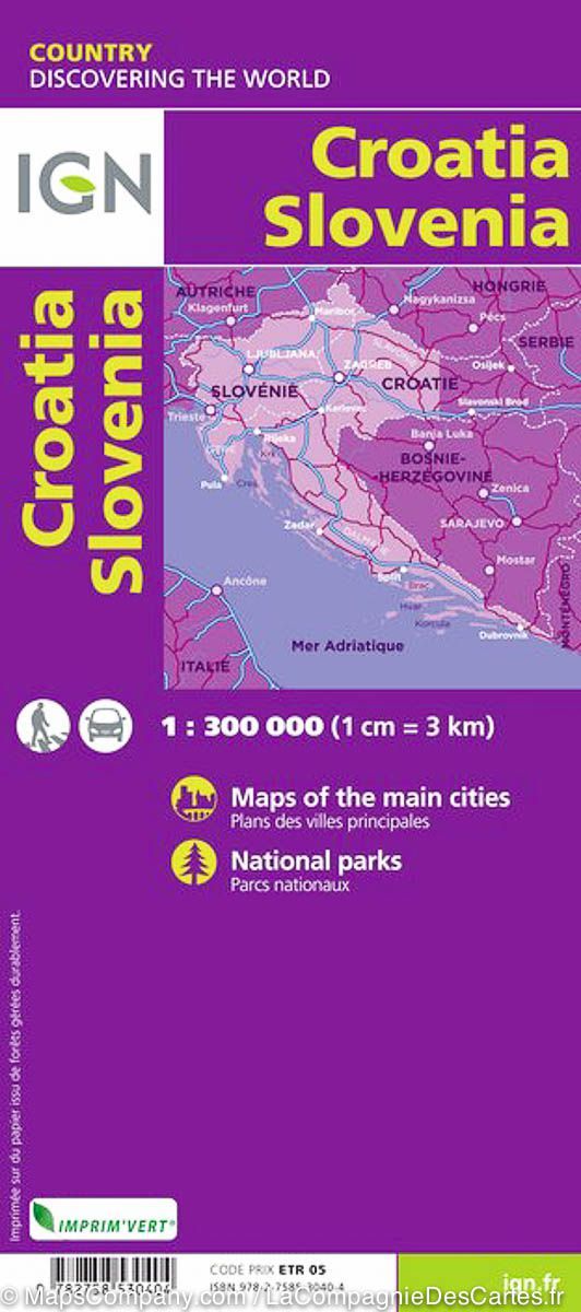 Carte routière - Croatie & Slovénie | IGN carte pliée IGN 