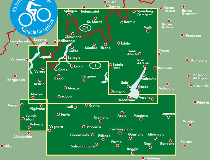 Carte routière & cycliste - Lombardie (Italie) | Freytag & Berndt carte pliée Freytag & Berndt 