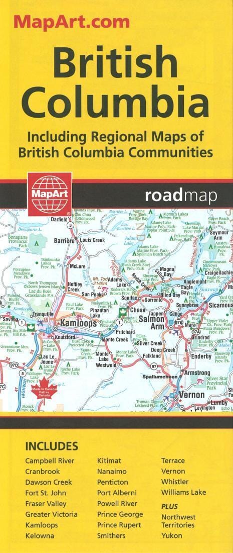 British Columbia Road Map | MapArt Road Map 
