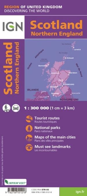 Carte routière - Écosse et du nord de l'Angleterre | IGN carte pliée IGN 