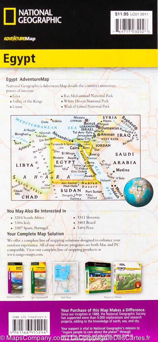 Carte routière - Egypte | National Geographic carte pliée National Geographic 