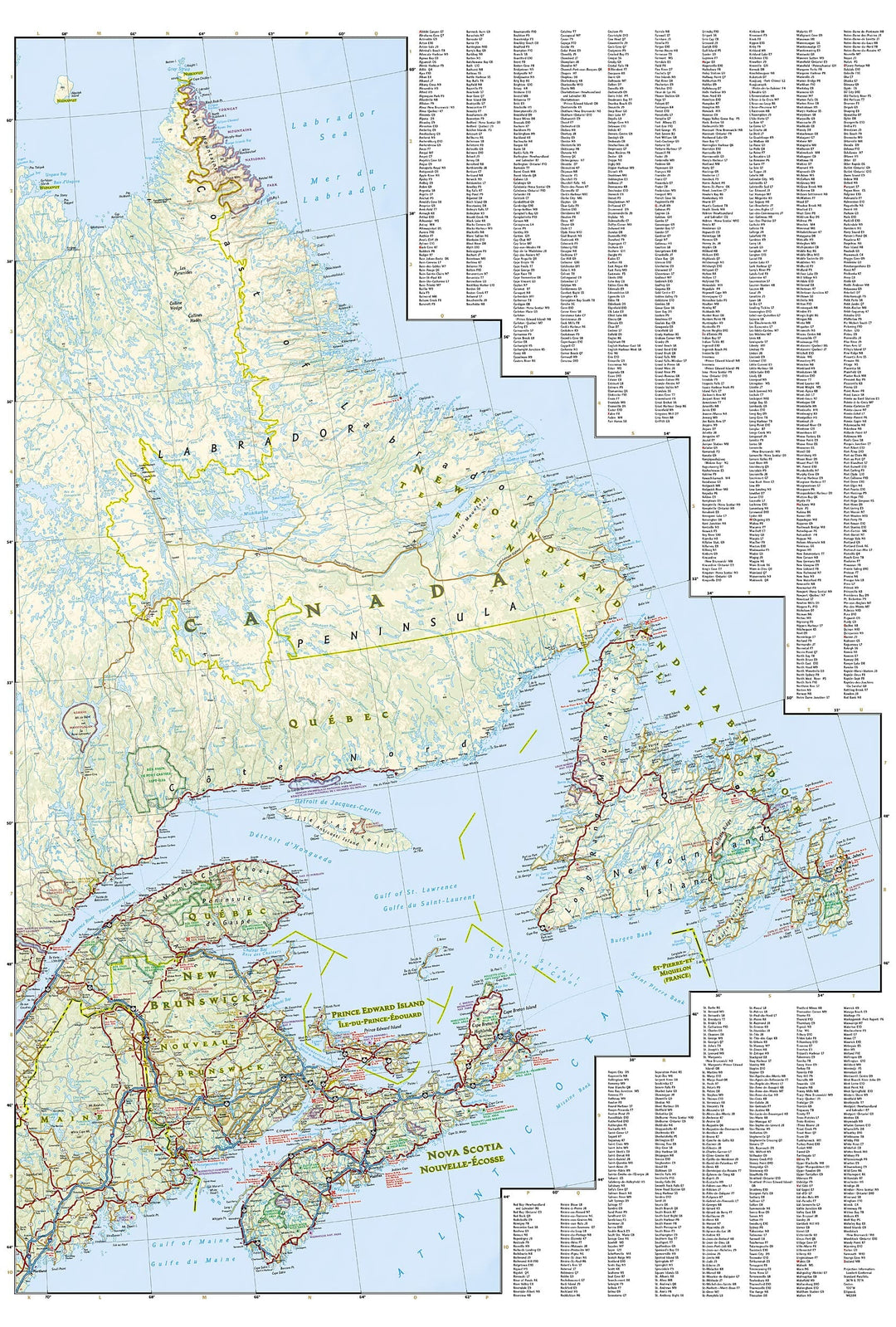 Carte routière - Est du Canada | National Geographic carte pliée National Geographic 