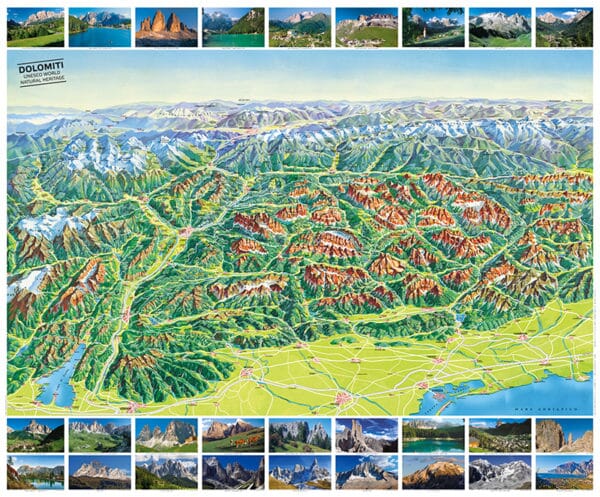 Carte routière et panoramique des Dolomites, lac de Garde et Venise | Tabacco carte pliée Tabacco 
