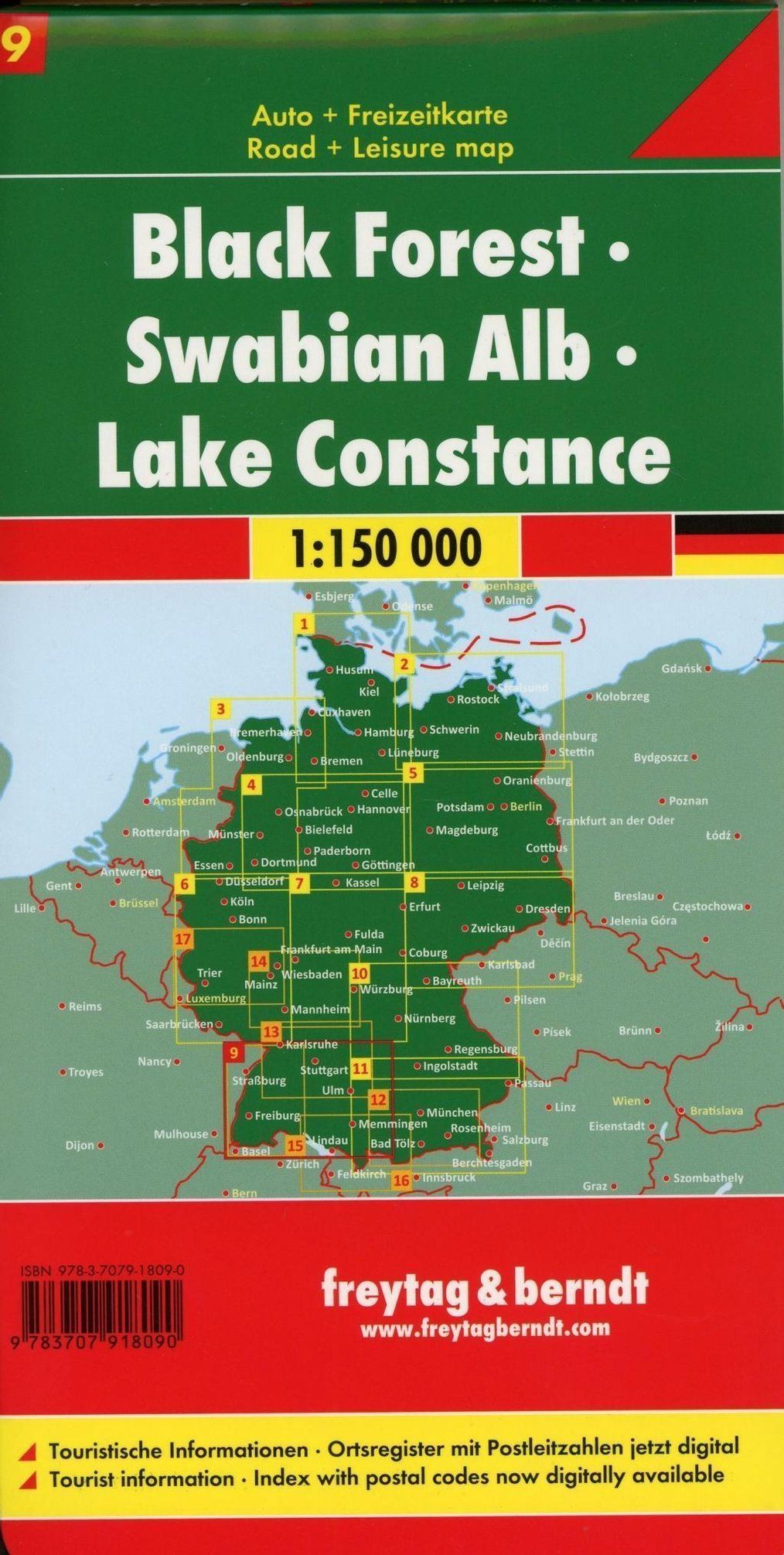 Carte routière - Forêt Noire, Schwäbische Alb, lac de Constance (Allemagne), n° 9 | Freytag & Berndt - 1/150 000 carte pliée Freytag & Berndt 
