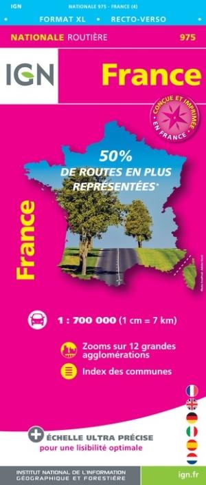 Carte routière - France (maxi format, recto-verso) | IGN carte pliée IGN 