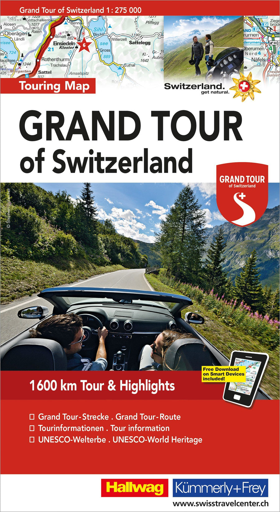 Carte routière - Grand Tour de Suisse | Hallwag carte pliée Hallwag 