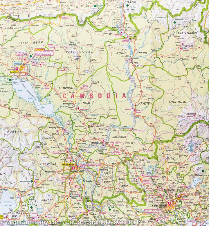 Carte routière imperméable - Cambodge & Plan d'Angkor | Nelles Map carte pliée Nelles Verlag 
