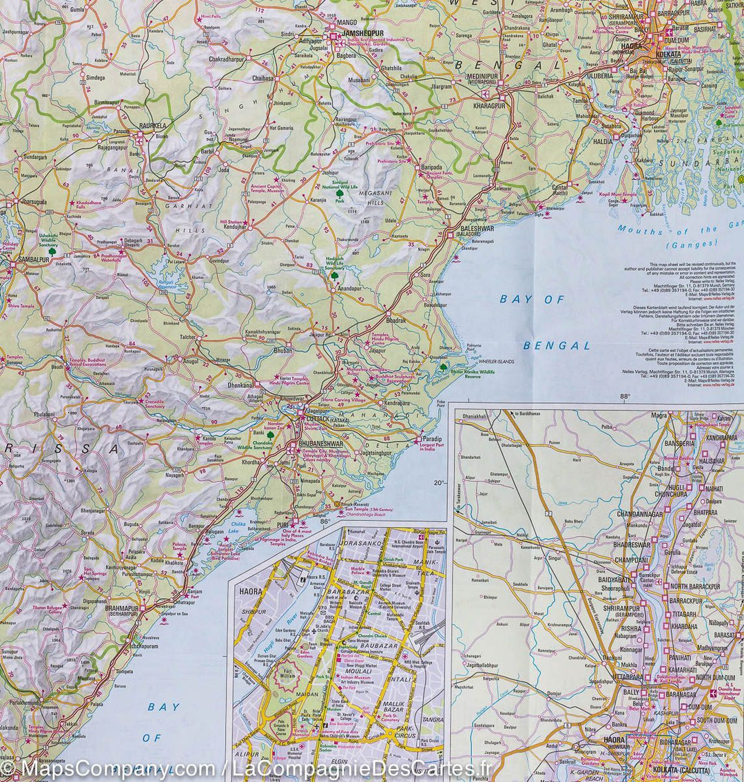 Carte routière de l'est de l'Inde | Nelles Map - La Compagnie des Cartes