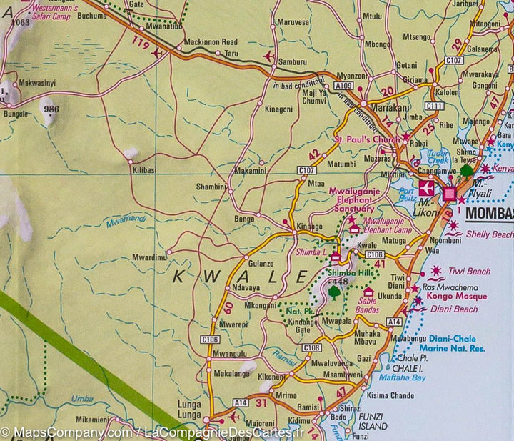 Carte routière du Kenya & Parc Serengeti (Tanzanie) | Nelles Map - La Compagnie des Cartes