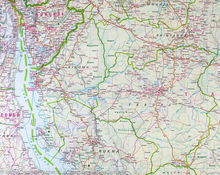 Carte routière imperméable - Tanzanie, Rwanda & Burundi | Nelles Map carte pliée Nelles Verlag 
