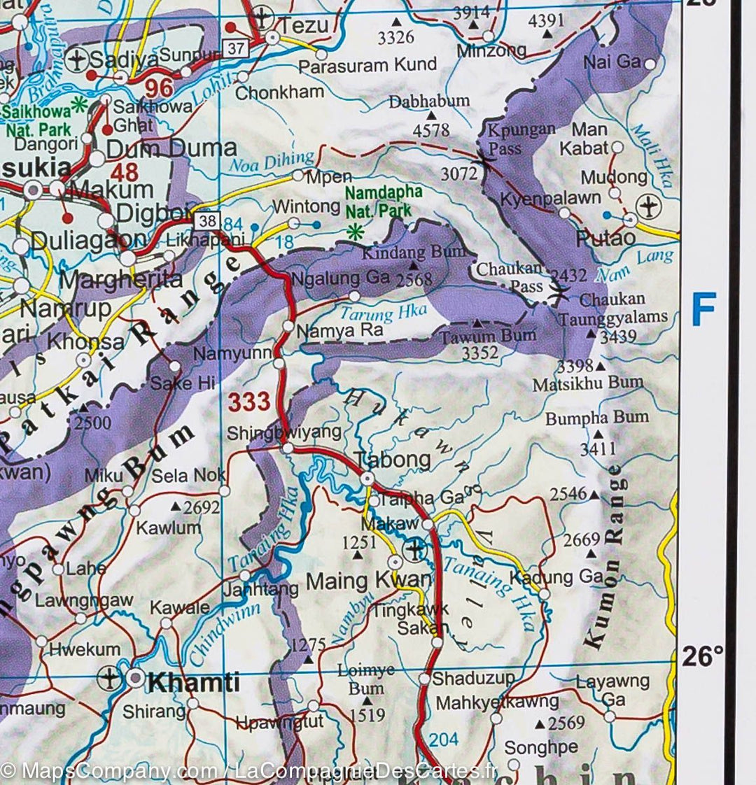 Carte routière &#8211; Inde, Bhoutan, Bangladesh, Népal, Maldives &#038; Sri Lanka | Gizi Map - La Compagnie des Cartes