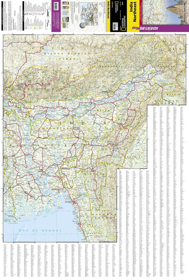 Carte routière - Inde Nord-est | National Geographic carte pliée National Geographic 