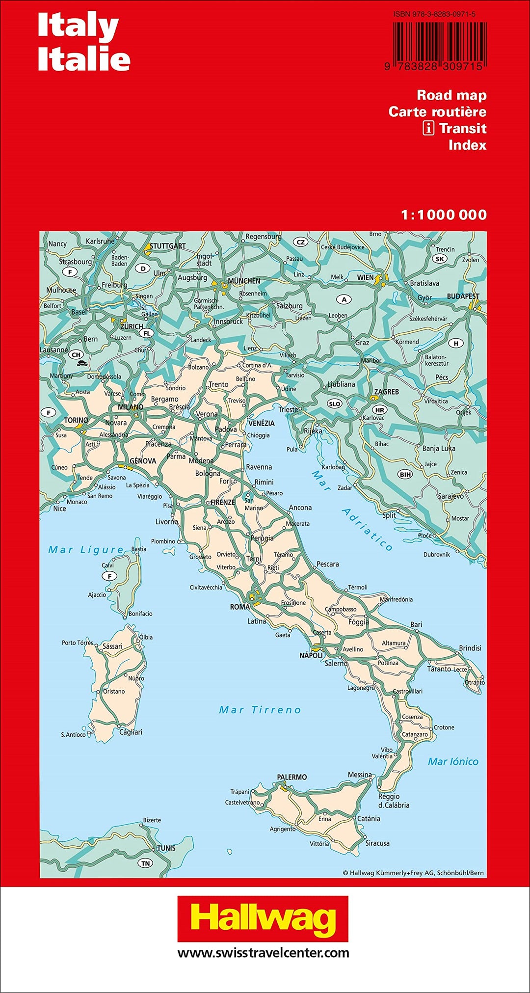 Carte routière - Italie | Hallwag carte pliée Hallwag 