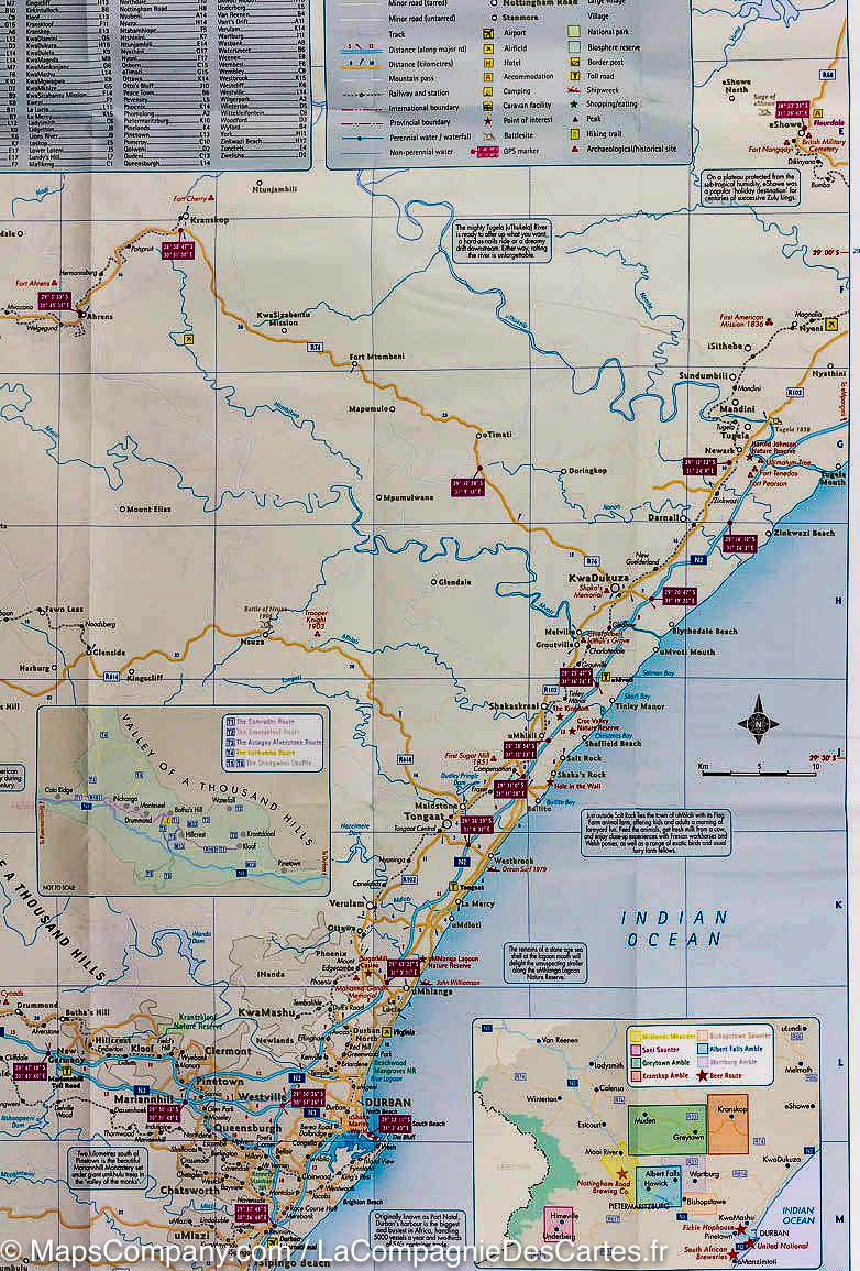 Carte routière du Kwazulu-Natal (Afrique du Sud) | MapStudio - La Compagnie des Cartes