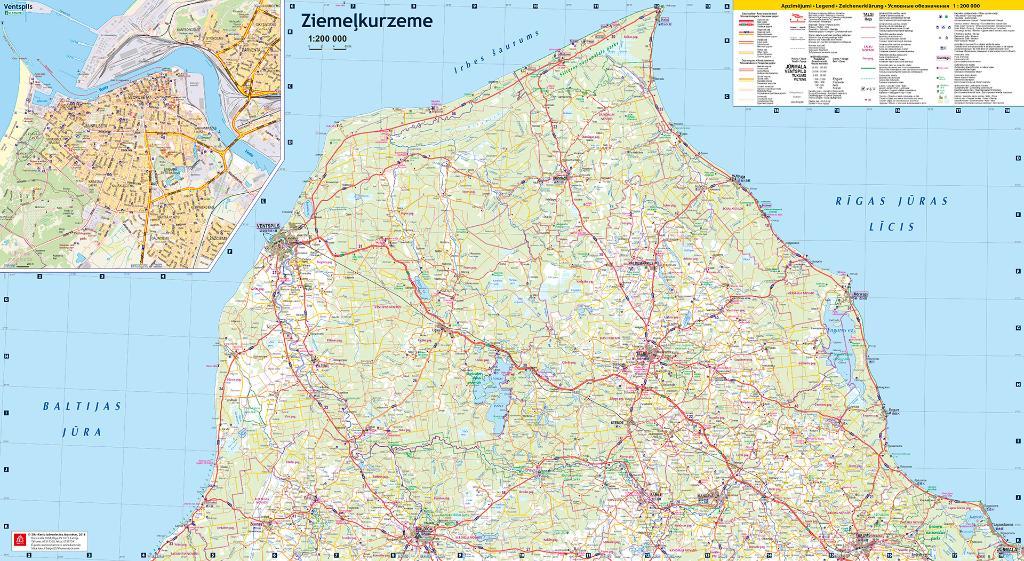 Carte routière - Lettonie Nord-Ouest - Ziemelkurzeme | Jana Seta carte pliée Jana Seta 