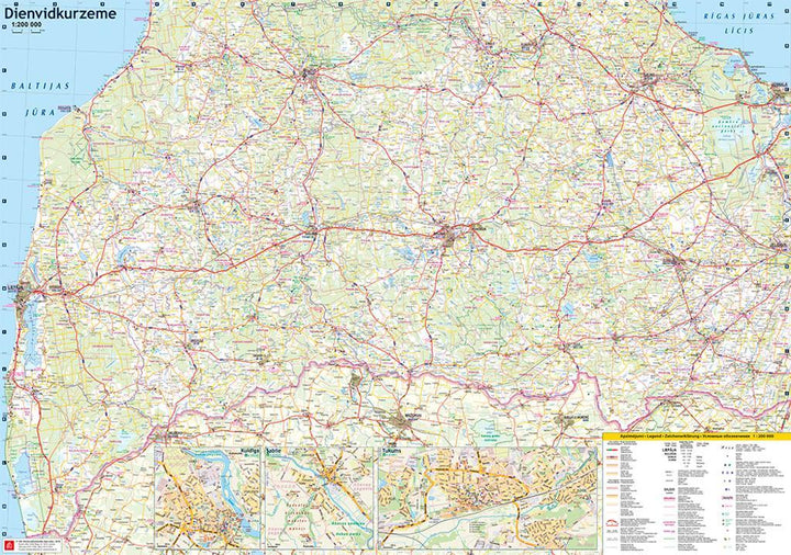 Carte routière - Lettonie Sud-Ouest - Dienvidkurzeme | Jana Seta carte pliée Jana Seta 