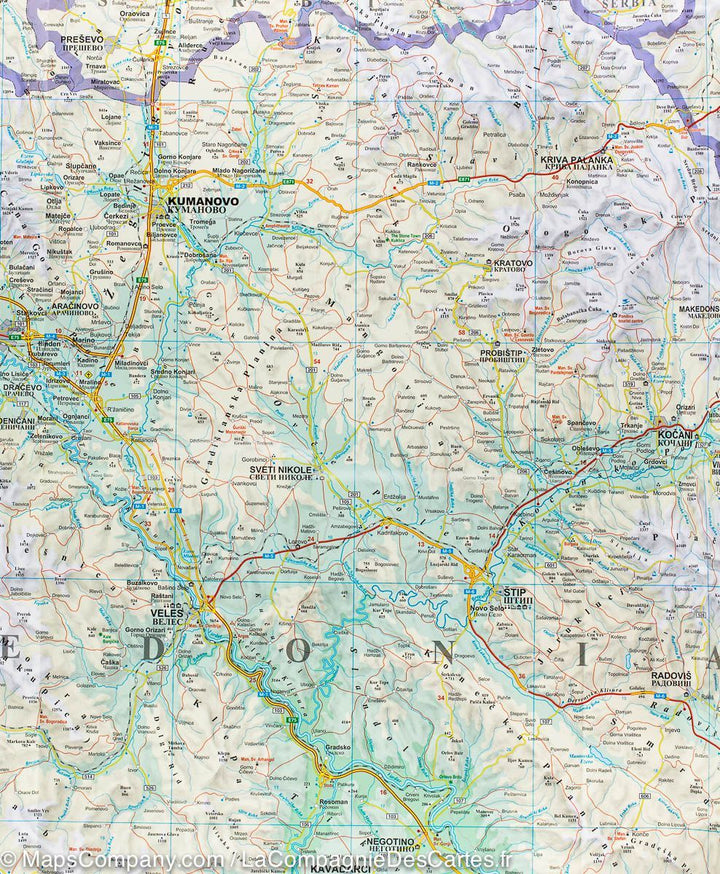 Carte routière &#8211; Macédoine | Gizi Map - La Compagnie des Cartes