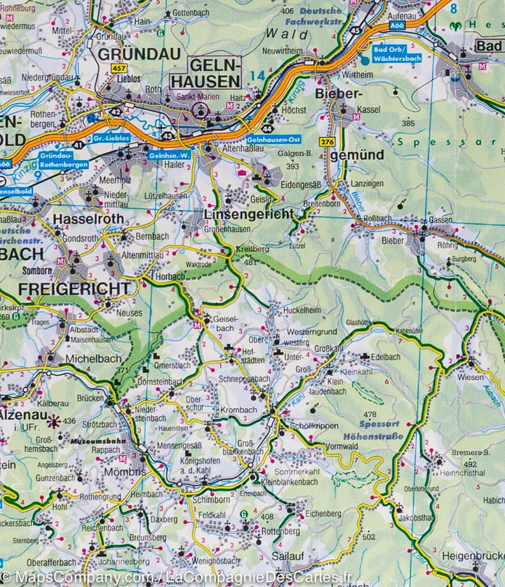 Carte routière du Land de Hesse (Allemagne) | Freytag &#038; Berndt - La Compagnie des Cartes