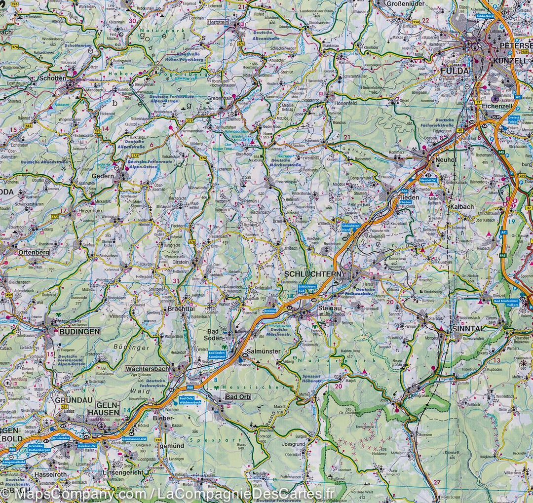 Carte routière du Land de Hesse (Allemagne) | Freytag &#038; Berndt - La Compagnie des Cartes