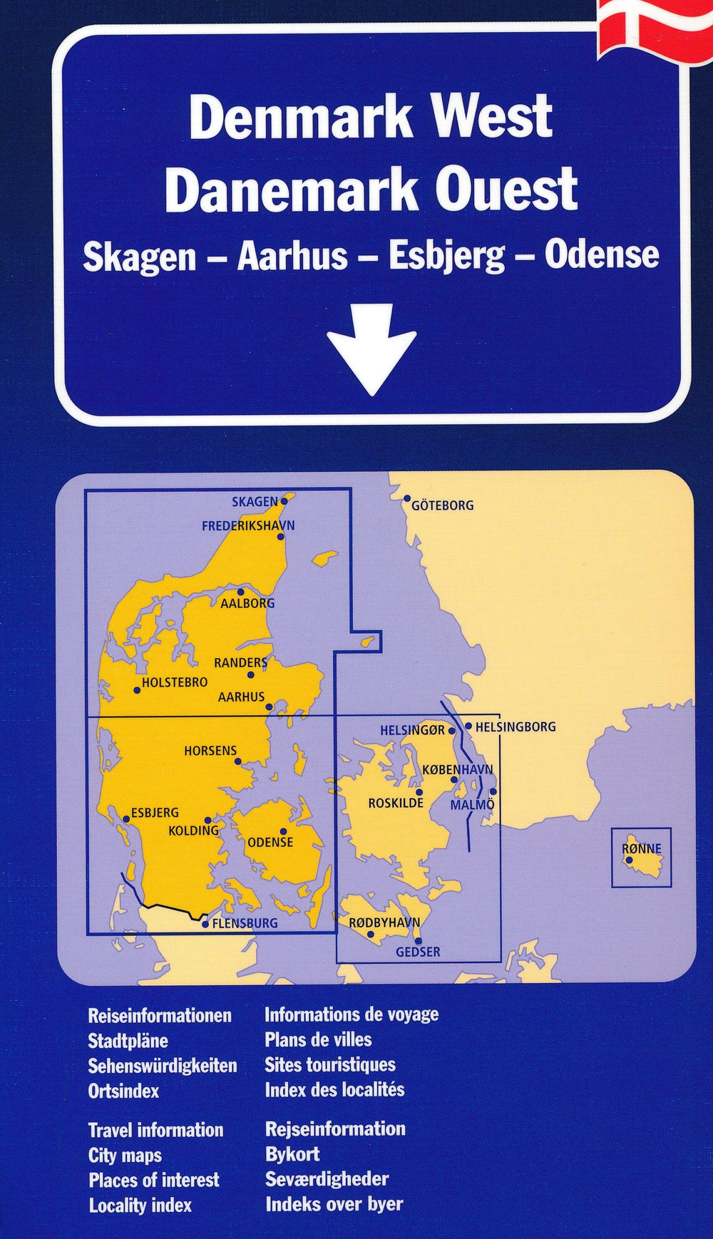 Carte routière n° 1 - Danemark ouest (Skagen, Aarhus, Esbjerg, Odense) | Kumerly Frey carte pliée Kümmerly & Frey 