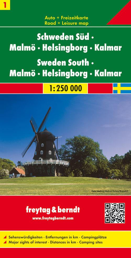Carte routière &#8211; de la Suède Sud (Malmö, Helsingborg, Kalmar), #1 | Freytag &#038; Berndt - La Compagnie des Cartes