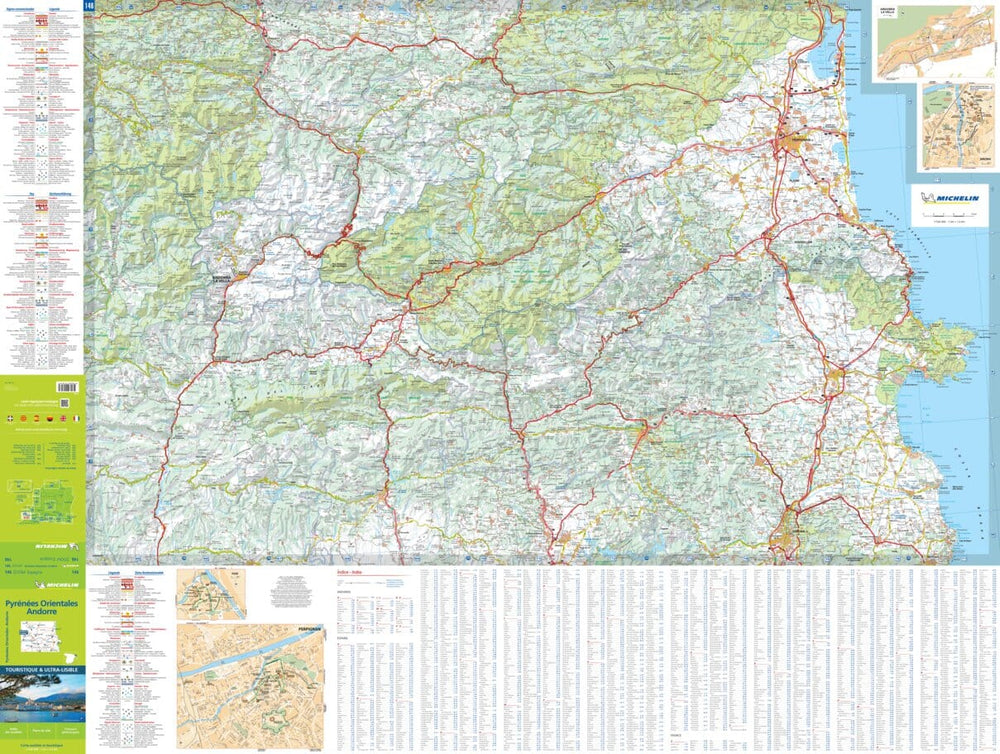 Carte routière n° 146 - Pyrénées Orientales & Andorre - VERSION MURALE ET PLASTIFIEE | Michelin - Zoom Espagne carte murale grand tube Michelin 