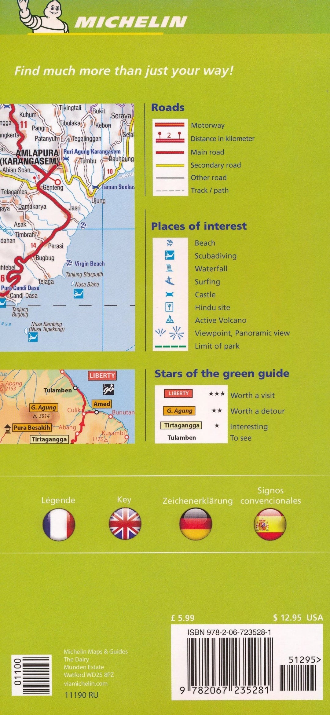 Carte routière n° 190 - Bali et Lombok | Michelin carte pliée Michelin 
