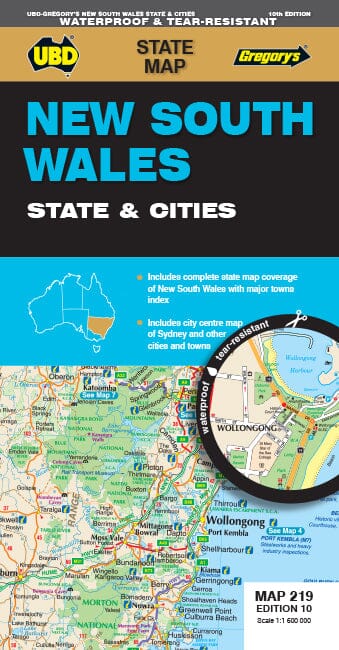 Carte routière n° 219 - New South Wales State & Cities | UBD Gregory's carte pliée UBD Gregory's 