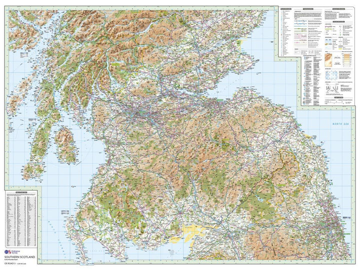 Carte routière n° 3 - Sud de l'Ecosse & Northumberland | Ordnance Survey - Road carte pliée Ordnance Survey 