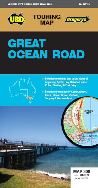 Carte routière n° 308 - Great Ocean Road (Victoria, Australie) | UBD Gregory's carte pliée UBD Gregory's 