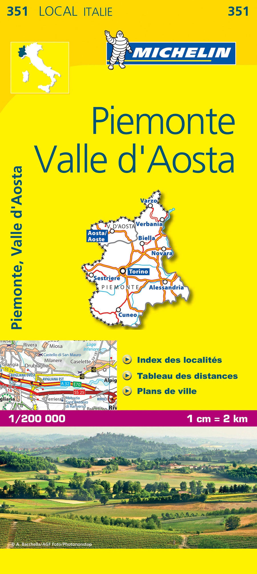Carte routière n° 351 - Piémont & Vallée d'Aoste (Italie) | Michelin carte pliée Michelin 