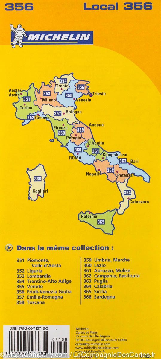 Carte routière n° 356 - Frioul-Vénétie Julienne (nord-est de l'Italie) | Michelin carte pliée Michelin 