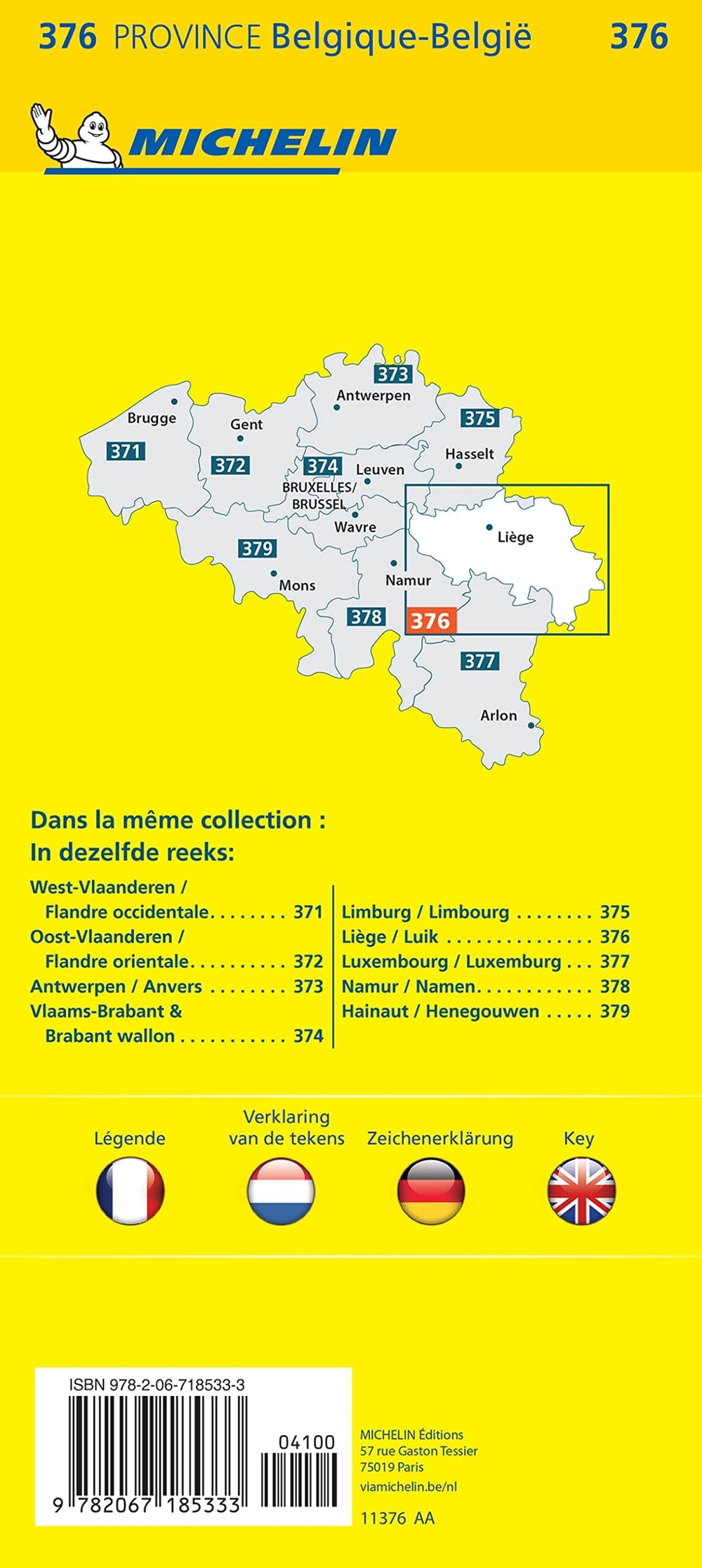 Carte routière n° 376 - Liège (Belgique) | Michelin carte pliée Michelin 