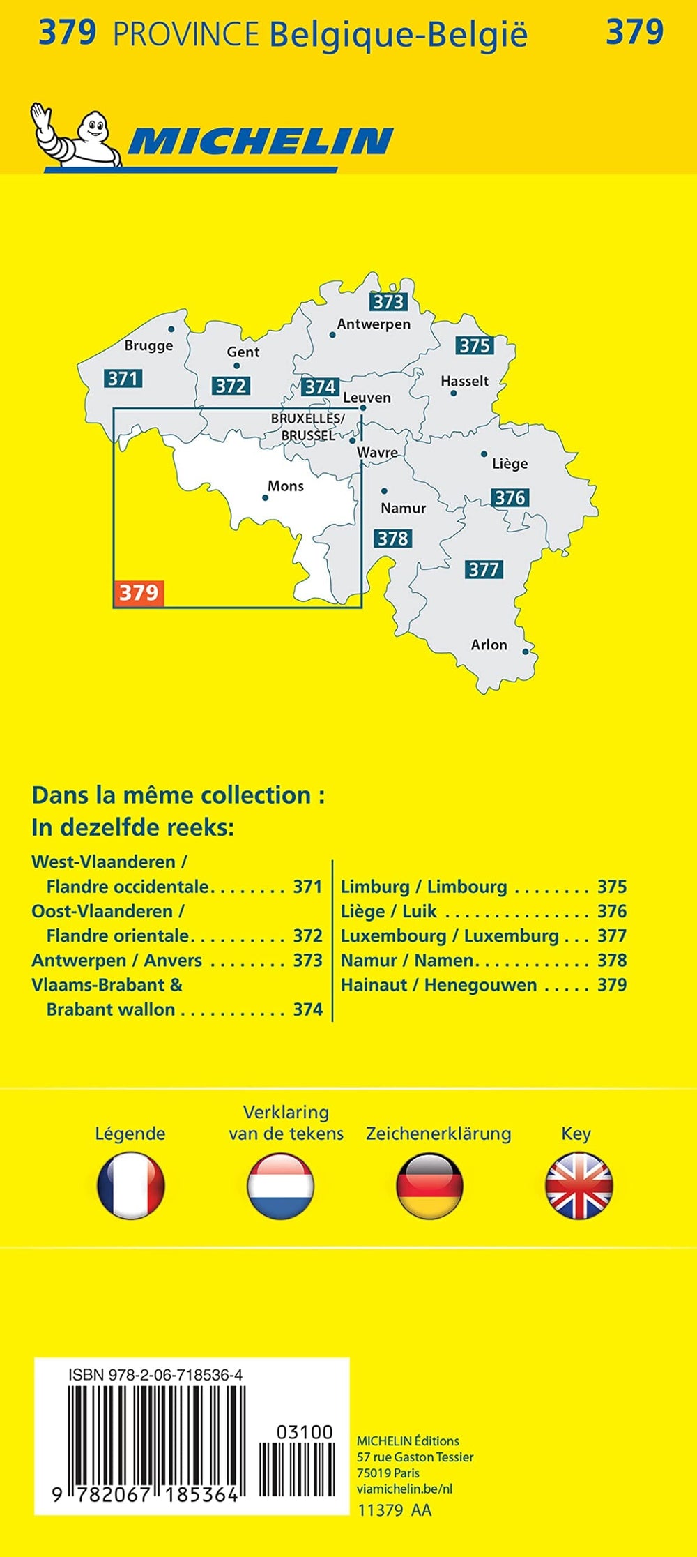 Carte routière n° 379 - Hainaut | Michelin carte pliée Michelin 