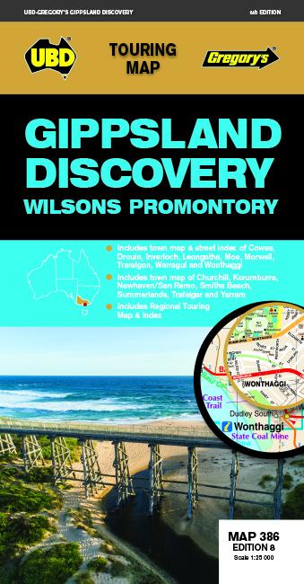 Carte routière n° 386 - Gippsland discovery (Victoria, Australie) | UBD Gregory's carte pliée UBD Gregory's 