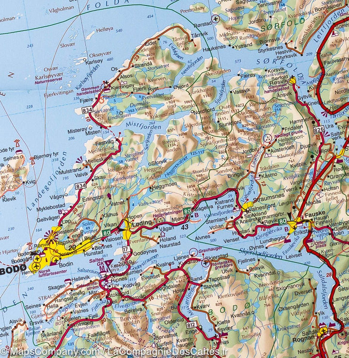 Carte routière #4 – Norvège Centrale (de Bronnoysund à Narvik) | Kümmerly   Frey - La Compagnie des Cartes
